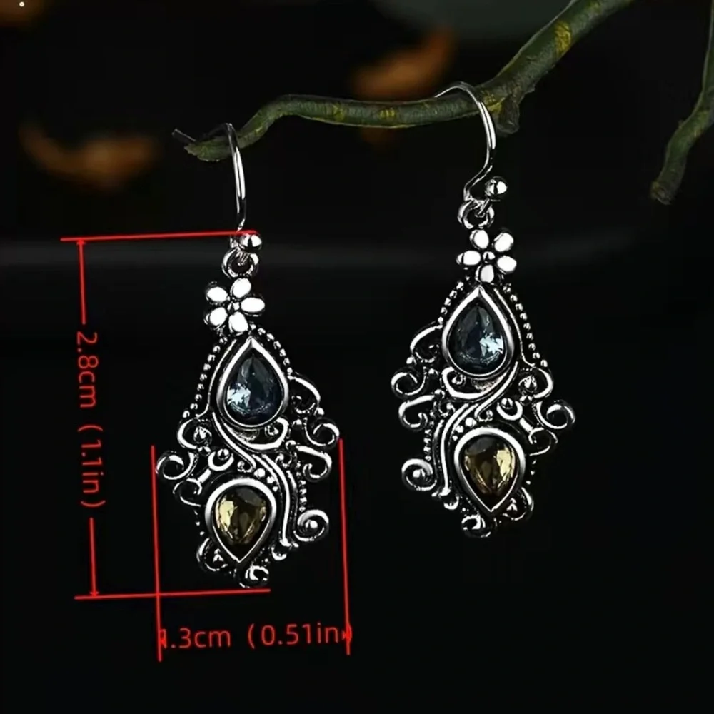 Boho flower water‎ drop pear shaped retro crystal faux fashion jewelry